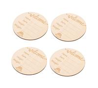 Panneau D'annonce de Naissance en Bois, Lot de 4 Pièces | Beige, Surface Polie et Lisse, pour Photographier la Croissance du Bébé, Format Photo Prop