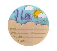 Panneau d'annonce de naissance en bois sur le thème du soleil pour photographie de nouveau-né, décoration de fête prénatale, souvenir de souvenir, panneau de bienvenue pour nouveau-nés