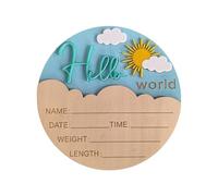 Panneau d'annonce de naissance en bois sur le thème du soleil pour photographie de nouveau-né, décoration de fête prénatale, souvenir de souvenir, panneau de bienvenue pour nouveau-nés