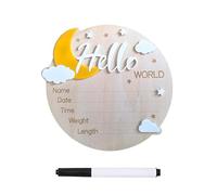 Panneau d'annonce de nom de bébé, panneau « Hello World » en bois de 15 cm, panneau d'annonce de bienvenue pour naissance, hôpital, crèche, douche, accessoires photo, nouveaux bébés garçons et filles