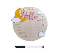 Panneau d'annonce de nom de bébé, panneau « Hello World », panneau d'annonce de bienvenue en bois pour naissance, hôpital, crèche, douche, accessoires photo, nouveau bébé garçons et filles (rose et