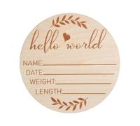 Panneau d'annonce d'hôpital pour bébé | Panneau rond en bois pour chambre d'enfant | Annonce de bienvenue du nom de bébé, panneau de naissance pour empreintes de mains et de pieds de bébé