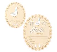 Panneau d'Annonce Nouveau-Né, 15cm Hello World Bois Bébé Garçon Plaque Mignon Sottise Une Oie et Pâquerette Nouveau-né Tableau de Bienvenue Parfait pour Photos Naissance Décor Chambre d'Enfant