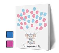 Panneau d'arbre à Empreintes digitales sur Le thème de l'éléphant pour fête prénatale, Livre d'or pour fête prénatale, Livre d'or Woodland Baby Shower