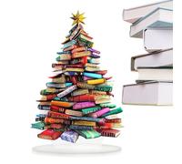 Panneau d'arbre à livres empilés, décoration de Noël en acrylique coloré | Décoration de table pour les amateurs de livres festifs avec design en couches pour étude, maison, bureau
