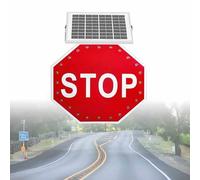 Panneau D'arrêt 30 Pouces, Clignotant Solaire, Cadre Métallique, étanchéité Ip65, Film Réfléchissant De Qualité Technique, Panneau De Signalisation
