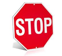 Panneau d'arrêt ANLEY 12 X 12 po - Réfléchissant de qualité diamant la nuit - Aluminium antirouille de 40 mil d'épaisseur - Montage facile - Panneaux d'avertissement en métal à avertissement