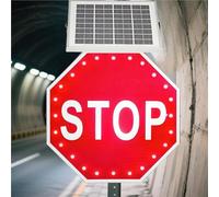 Panneau d'arrêt clignotant à DEL de 24 pouces Panneau de signalisation octogonal en aluminium à énergie solaire Pour route rue et allée(Always on)