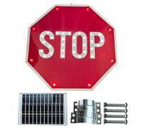 Panneau d'arrêt clignotant à DEL solaire de 24 po Film réfléchissant de qualité ingénieur Panneau de signalisation routière réfléchissant(Always on)