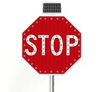 Panneau d'arrêt Clignotant à LED à énergie Solaire de 30 Pouces - Panneau de signalisation octogonal en Aluminium Robuste, étanche IP65 et antirouille, Film réfléchissant de qualité Technique pour