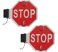 Panneau D'arrêt D'autobus Scolaire Double Face Avec Feux D'avertissement DEL Signal Réfléchissant Aluminium Contrôleur Électronique Énergie Solaire Pour Une Sécurité Optimale Autobus(2pcs,12v)