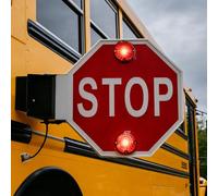 Panneau d'arrêt de bus scolaire à DEL avec contrôleur électronique, feu clignotant double face (24 V), fonctionnement manuel et électrique, sécurité accrue pour les enfants aux passages piét