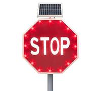 Panneau d'arrêt, Panneau d'avertissement de Circulation routière réfléchissant Clignotant à LED à énergie Solaire,Panneaux d'arrêt Routier octogonaux en Aluminium 60 * 60cm(24in)