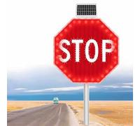 Panneau D'arrêt Solaire à LED De 24 Pouces, Panneau Clignotant à LED Rouge, Panneau De Signalisation Octogonal en Aluminium, Cadre Métallique étanche, Réfléchissant