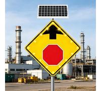 Panneau d'arrêt solaire LED de 24 pouces, cadre métallique robuste, Membrane de qualité technique, panneau d'avertissement de route en diamant(24")