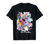 Panneau d'art Graphique Happy Robot Peace Graffiti Pop T-Shirt
