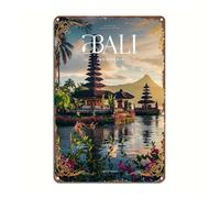 Panneau D'art Mural En Métal Vintage Bali Indonésie, Plaque De Décoration Aluminium Avec Complexe, 1 Pièce(40x30cm)