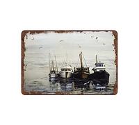 Panneau d'art vintage Waiting Out The Storm - Décoration murale pour la maison - Scène de bateau perdu - Décoration murale - 20,3 x 30,5 cm