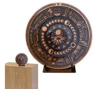 Panneau d'astrologie en bois - gravé sur la roue de l'année, calendrier mystérieux du zodiaque avec support | Roue saisonnière céleste pour la décoration de vacances solides, fête de