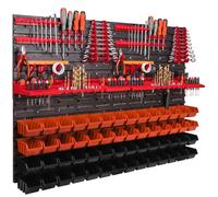 Panneau d'atelier pour outils 115 x 78 cm avec 56 pcs Boîte Orange et Noire