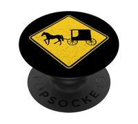 Panneau d'avertissement Amish Horse and Carrosse PopSockets PopGrip Adhésif
