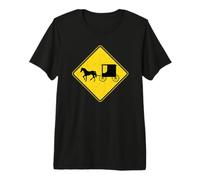 Panneau d'avertissement Amish Horse and Carrosse T-Shirt Haut de Gamme