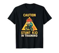 Panneau d'avertissement Amusant avec Inscription « Caution Stunt Kid in Training BMX » T-Shirt
