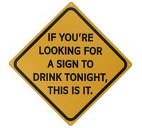 Panneau d'avertissement amusant en métal jaune avec message de boisson, décoration murale fantaisie