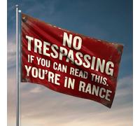 Panneau d'avertissement amusant pour cuisine - Inscription « No Trespassing If You Can Read This. » Drapeau vintage pour salle de bain ou bureau (60 x 90 cm)