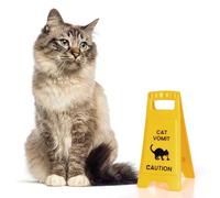 Panneau d'avertissement amusant pour les amoureux des chats, cadeau pour maman et papa chat, décoration de bureau surstimulée, cadeau fantaisie pour anniversaire de chat ou bureau à domicile (jaune, 1