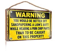 Panneau d'avertissement amusant pour porte : mesures extrêmes pour la sécurité des biens - Cadeau pour la maison - Décoration de porche (23 x 35 cm)