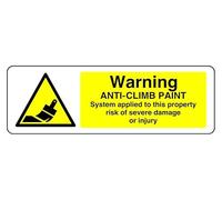 Panneau d'avertissement anti-escalade avec peinture « Applied To This Property Risk Of Severe Damage or Blury » - Panneau de sécurité - Aluminium Dibond de 3 mm pour une utilisation en intérieur