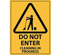 Panneau D'Avertissement Attention Ne Pas Entrer Dans Le Nettoyage En Cours Rétro Affiche Étain Décorative Métal Mur Signe Metal Sign Plaque,20X30Cm