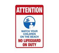 Panneau d'avertissement « Attention Watch Your Children On The Beach No Lifeguard On Duty », panneau d'avertissement de trafic, panneaux métalliques de sécurité pour propriété privée pour entreprise