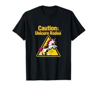 Panneau d'avertissement avec Inscription « Caution Unicorn Rodeo » T-Shirt