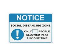 Panneau d'avertissement avec inscription « Notice Social Distancing Zone Limited People At One Time » - 30,5 x 20,3 cm