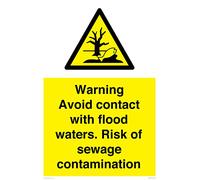 Panneau d'avertissement « avoid contact with inlood water ». Risk of sewage contamination » - 400 x 600 mm - A2P