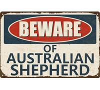 Panneau d'avertissement « Beware of Australian Shepherd », 30,5 x 20,3 cm, panneaux en métal pour fermes, extérieur, terrasse, café, rétro