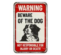 Panneau d'avertissement « Beware Of Dog » - Montagne bernoise - En aluminium - Panneau d'avertissement pour clôture, cour, maison, cuisine, ferme, jardin - Décoration murale - 20,3 x 30,5 cm