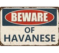 Panneau d'avertissement « Beware of Havanese » - 30,5 x 20,3 cm - Panneaux en métal pour fermes, extérieur, terrasse, café