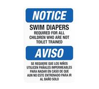 Panneau d'avertissement bilingue « Swim Diapers Required Children Who Are Not Toilet Trained », panneau d'avertissement bilingue pour le travail, la maison, la rue, le mur, la sécurité, décoration