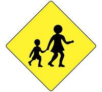 Panneau d'avertissement carré en métal avec inscription « Caution Children Crossing » - 30,5 x 30,5 cm