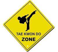 Panneau d'avertissement carré en métal Tae Kwon Do Zone 30,5 x 30,5 cm