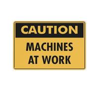 Panneau d'avertissement « Caution Machines At Work » - 30,5 x 20,3 cm - Pour maison, entreprise, allée