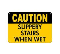 Panneau d'avertissement « Caution Slippery Stairs When Wet Slippery When Wet » - Panneau de signalisation en aluminium - 15,2 x 20,3 cm