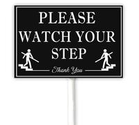 Panneau d'avertissement « Caution Watch Your Step Yard » de 30 x 20 cm avec piquet en aluminium pour intérieur/extérieur, maison ou entreprise, panneau d'avertissement poli pour Road Street Park