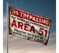 Panneau d'avertissement « Cave Man Bar Area 51 » : Top Secret Research Facility Drapeau Accessoires de chambre pour adolescents garçons Décoration extérieure à suspendre (30 x 45 cm)