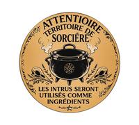 Panneau d'avertissement chaudron de sorcière rond en métal vintage affiche rétro bar, maison, cave, cuisine, buanderie, décoration murale cadeau 20,3 x 20,3 cm