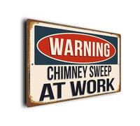 Panneau d'avertissement « Cheminée Sweep at Work » | Plaque de style vintage résistant aux intempéries | Composite d'aluminium durable | Résistant aux UV | Cadeaux amusants pour ramoneurs
