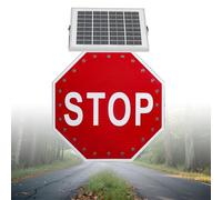 Panneau d'avertissement clignotant LED à énergie solaire - Panneau d'avertissement réfléchissant en aluminium, antirouille, taille de 60 cm pour une meilleure visibilité